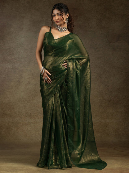 Dark Party Wear Chiffon Embellished Saree
