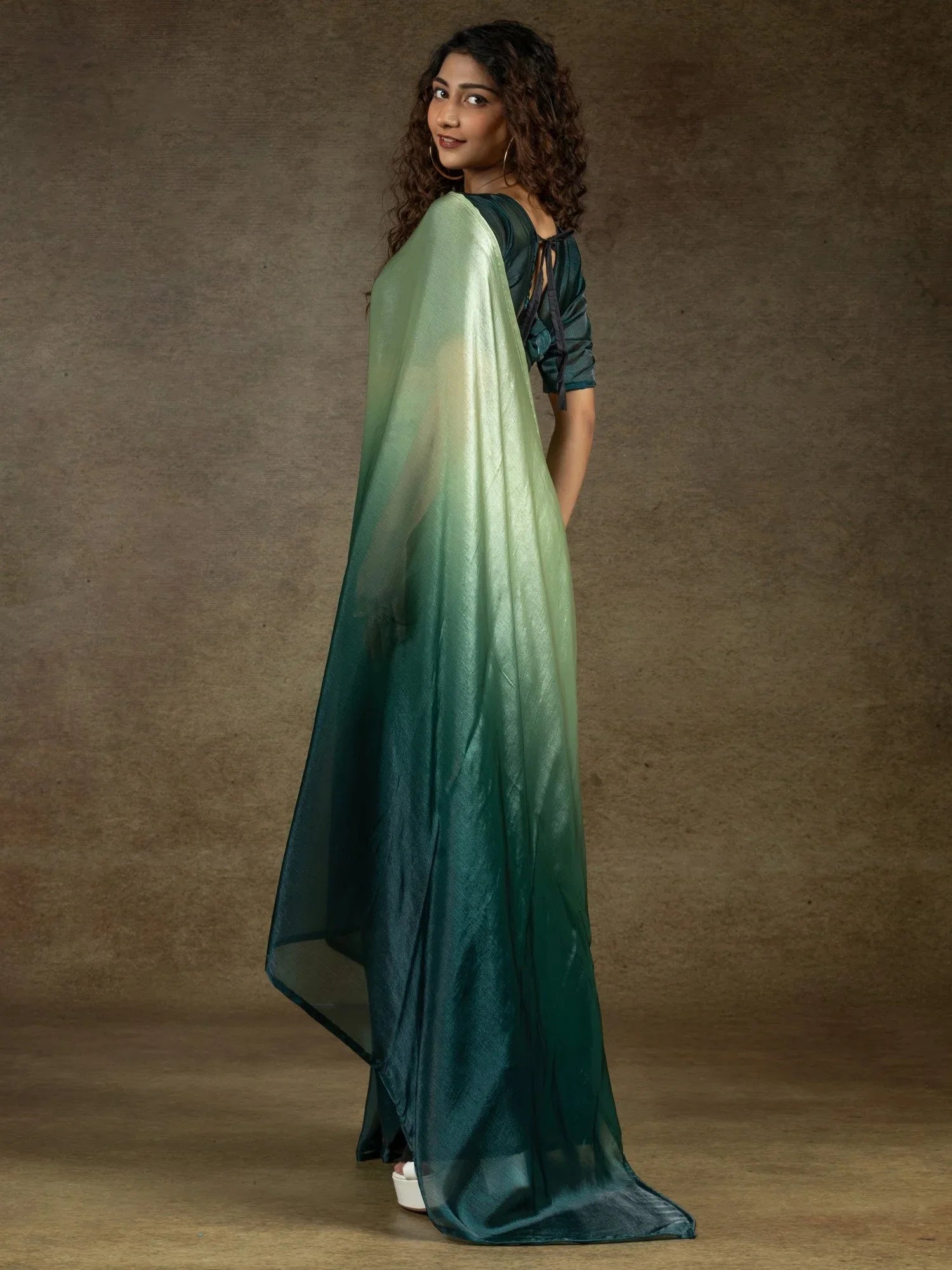Light Party Wear Satin Silk Ready To Wear Saree - The Dori Store