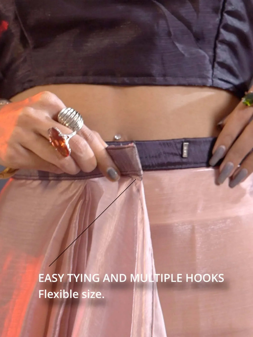 Peach Party Wear Satin Silk Ready To Wear Saree - The Dori Store