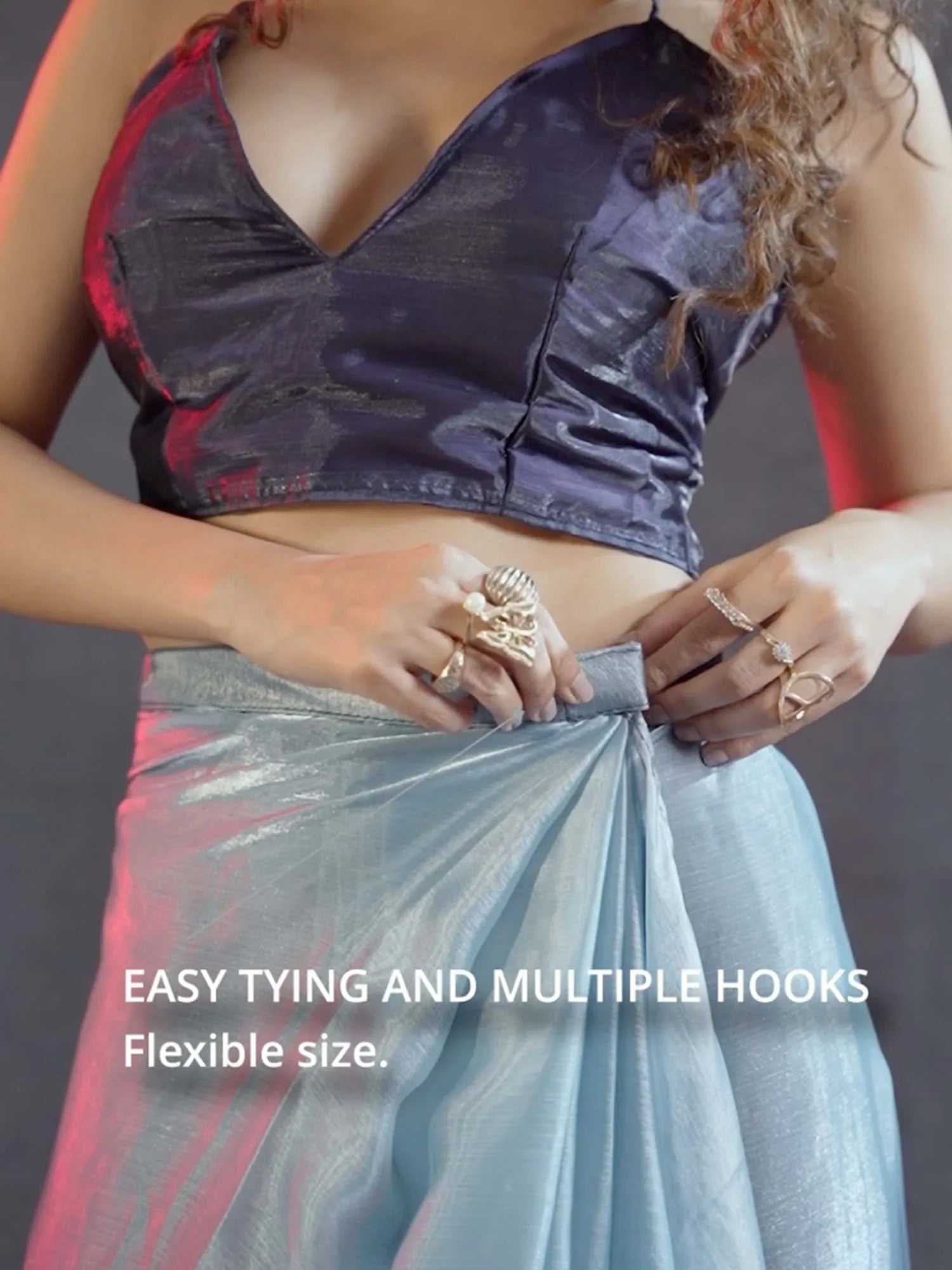 Light Party Wear Satin Silk Ready To Wear Saree - The Dori Store