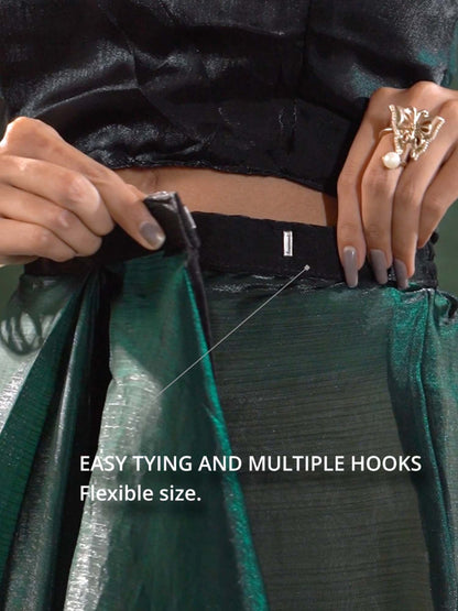 Green Party Wear Satin Silk Embellished Saree