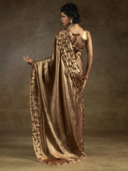 Coffee Party Wear Satin Silk Embellished Saree - The Dori Store