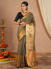 Black Black Sungudi Cotton Blend Woven Saree