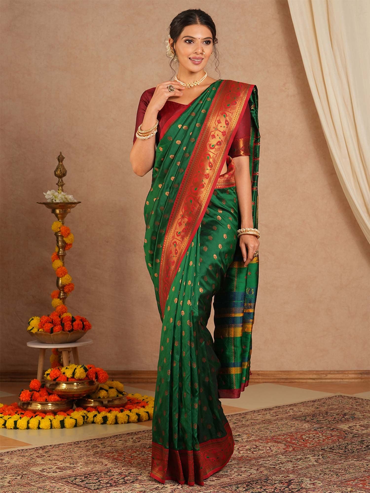 Green Paithani Soft Silk Woven Saree