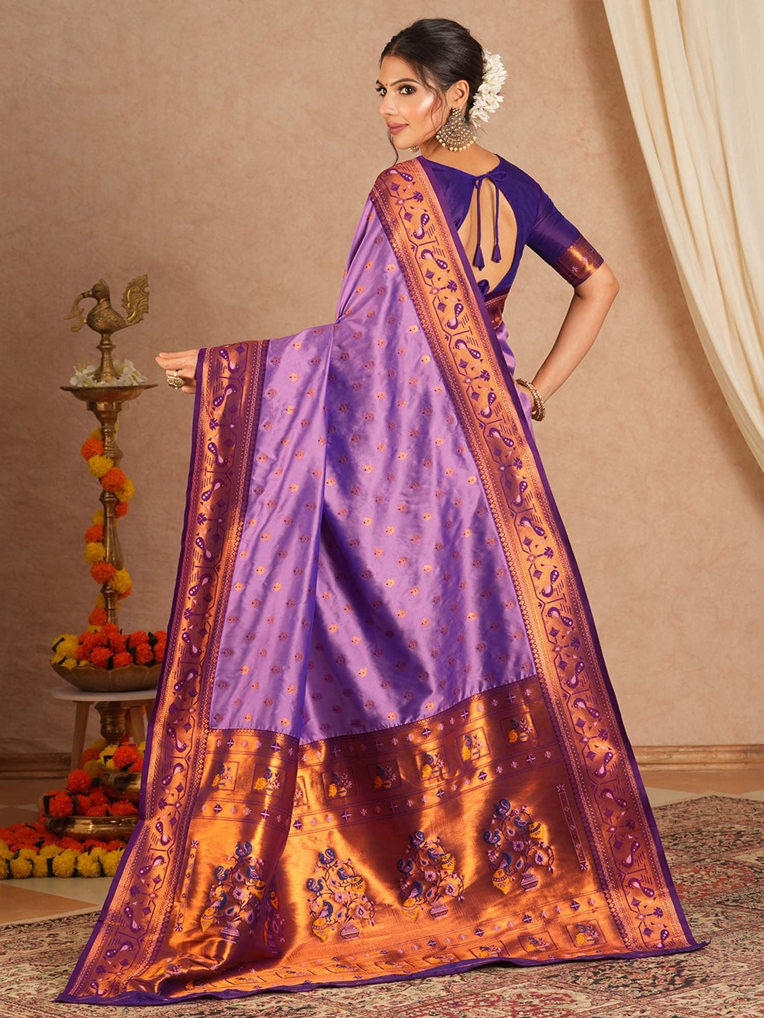 Purple Paithani Soft Silk Woven Saree