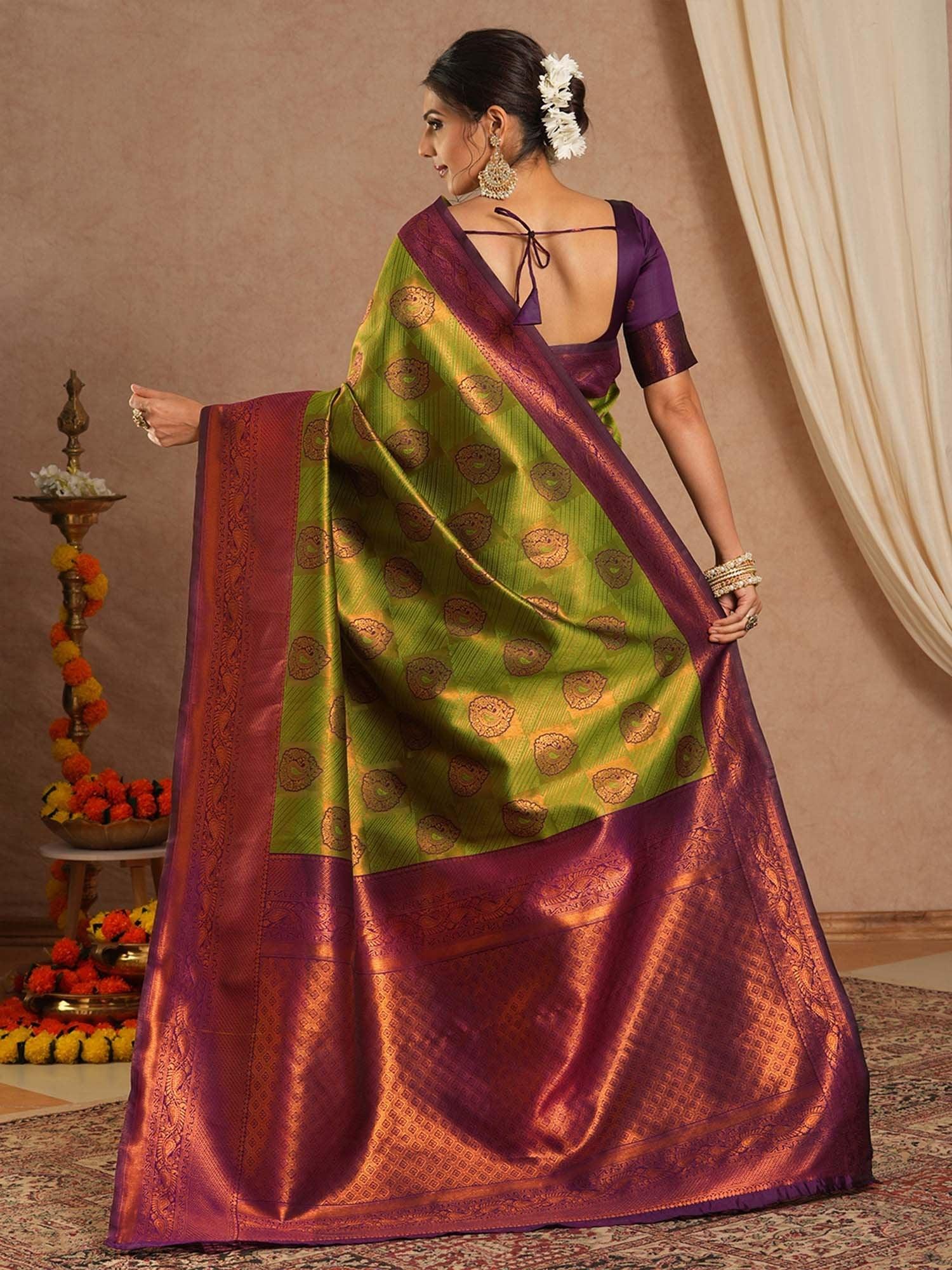 Light Kanjeevaram Banarasi Silk Woven Saree