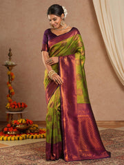 Light Kanjeevaram Banarasi Silk Woven Saree