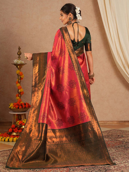 Pink Kanjeevaram Banarasi Silk Woven Saree