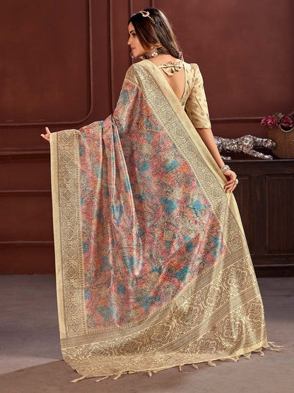 Multicolored Sungudi Cotton Silk Printed Saree