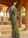 Green Olive Pochampally Malai Silk Printed Saree