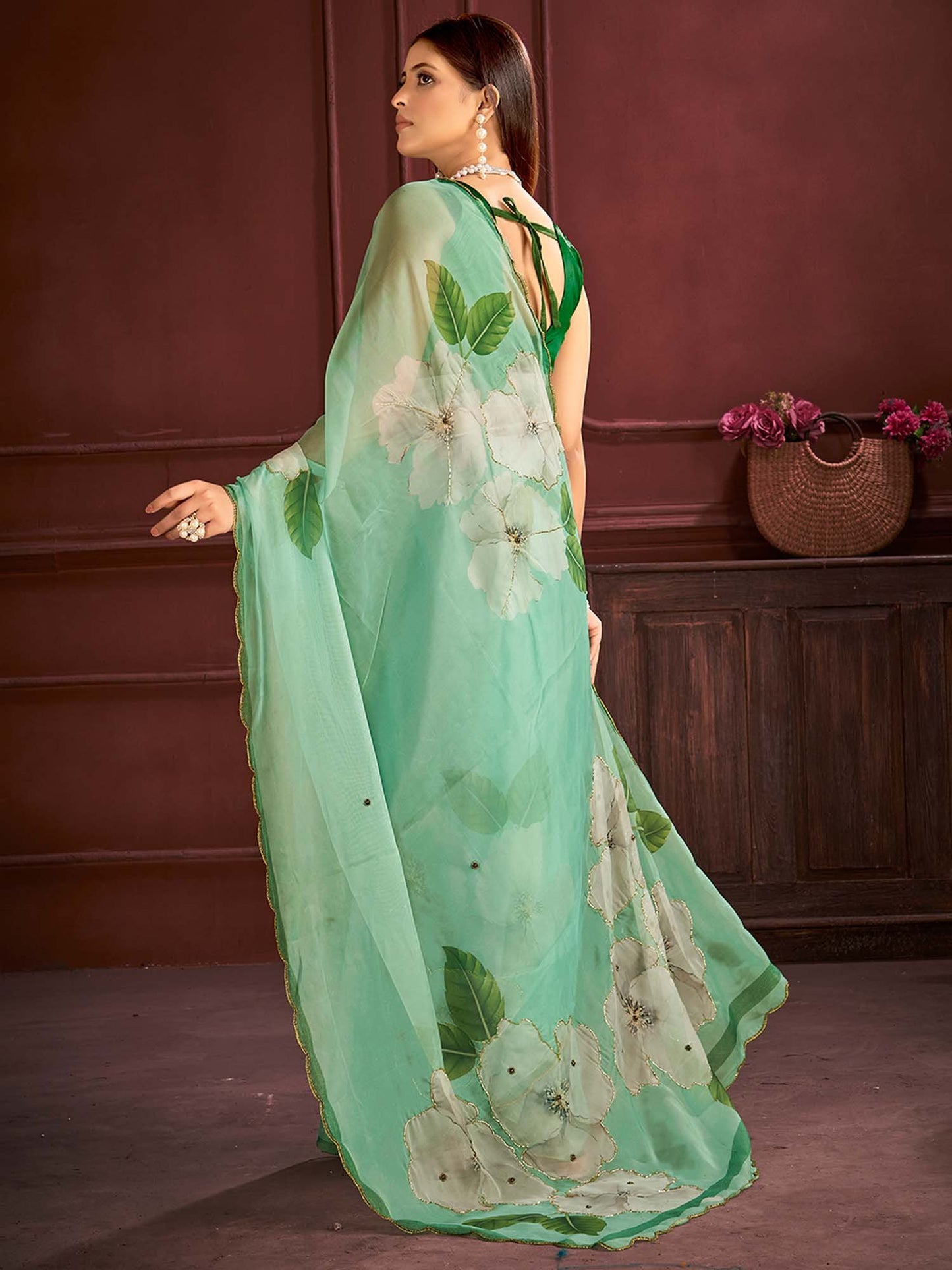 partywear designer saree for festive occasions