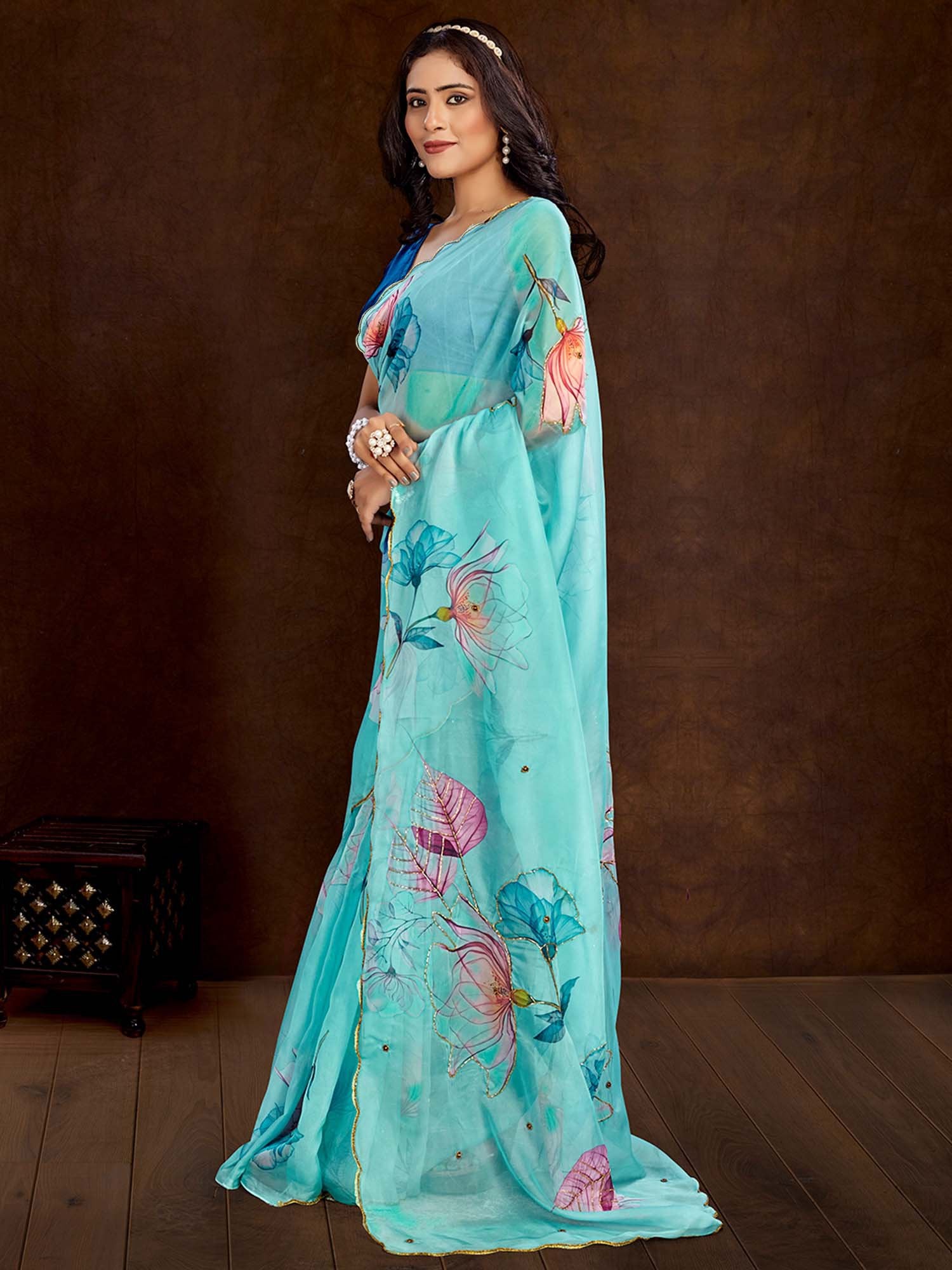 partywear designer saree for festive occasions