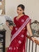 Red Red Muga Cotton Blend Woven Saree
