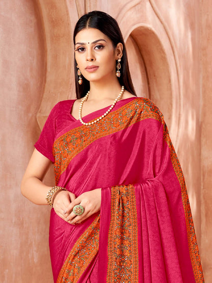 Pink Sungudi Crepe Printed Saree