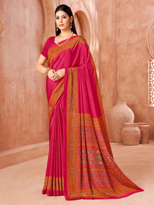 Pink Pink Sungudi Crepe Printed Saree