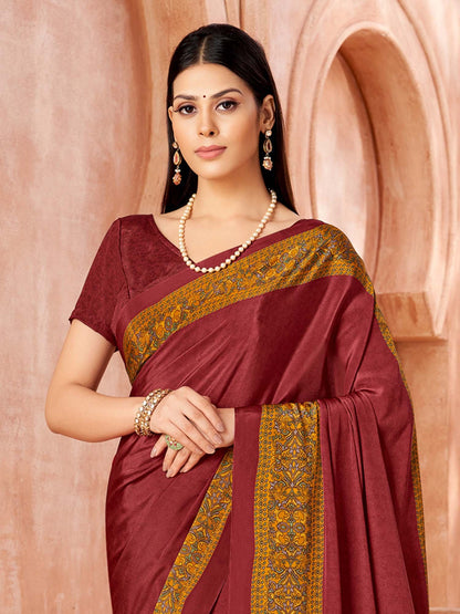 Brown Sungudi Crepe Printed Saree