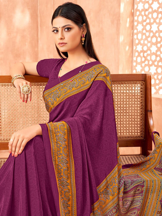 Purple Purple Sungudi Crepe Printed Saree