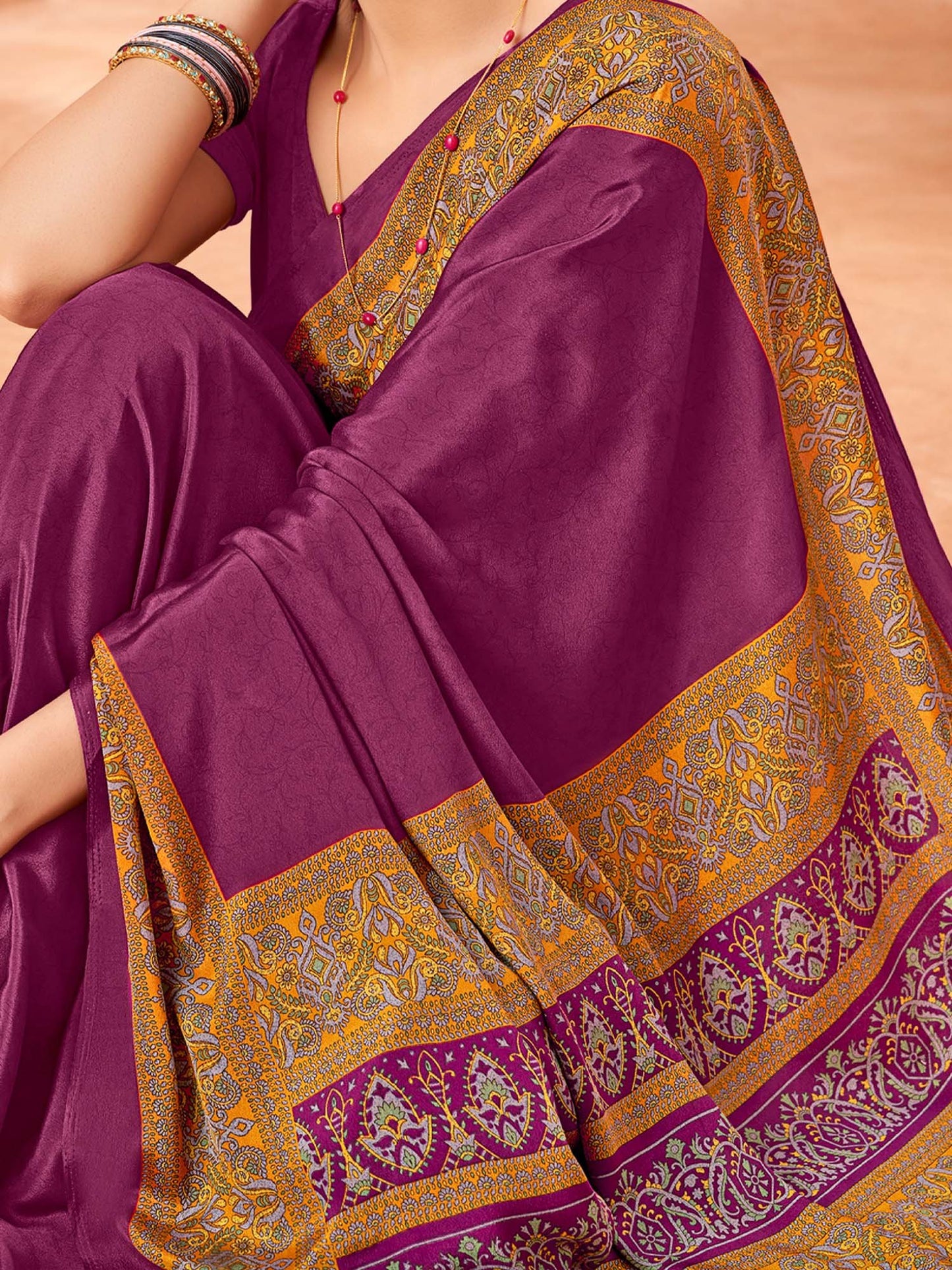 Purple Sungudi Crepe Printed Saree