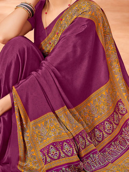 Purple Sungudi Crepe Printed Saree