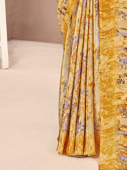 Beige Sungudi Crepe Printed Saree