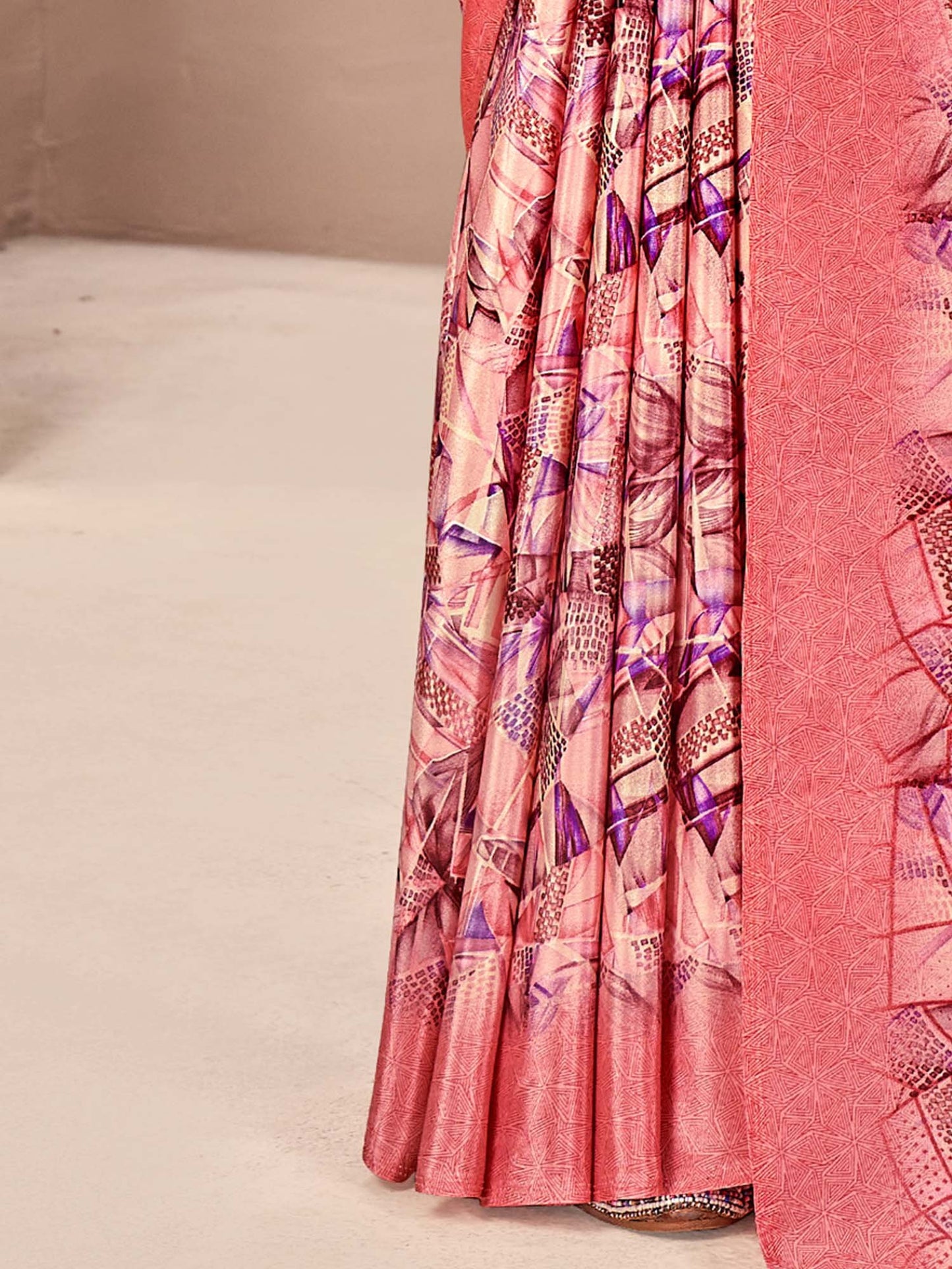 Pink Sungudi Crepe Printed Saree