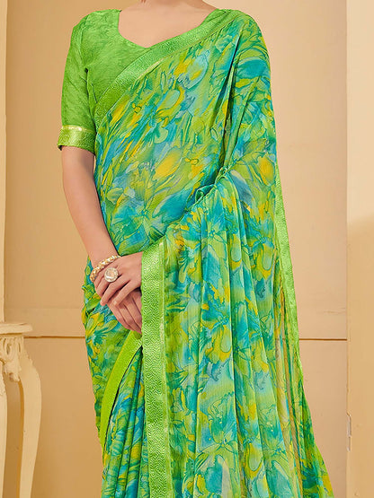 Light Sungudi Chiffon Printed Saree