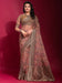 Pink Peach Party Wear Linen Blend Embellished Saree