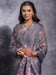 Grey Grey Sungudi Linen Blend Woven Saree