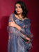 Blue Blue Party Wear Linen Blend Embellished Saree
