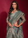 Blue Light Party Wear Linen Blend Embellished Saree