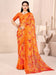 Orange Orange Bagru Chiffon Printed Saree