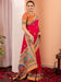 Pink Pink Tussar Silk Blend Printed Saree