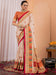 Cream Cream Tussar Silk Blend Printed Saree