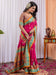 Pink Pink Tussar Silk Blend Printed Saree