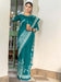 Blue Teal Bagru Dola Silk Printed Saree