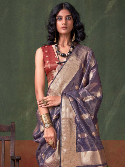 Lavendar Paithani Tissue Woven Saree
