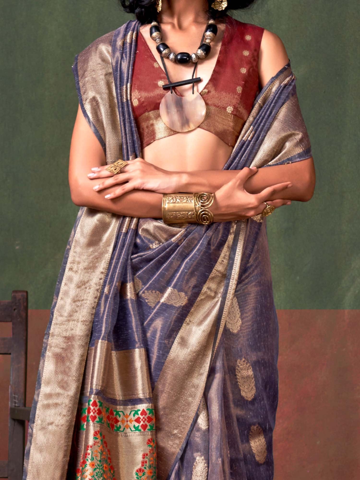 Lavendar Paithani Tissue Woven Saree