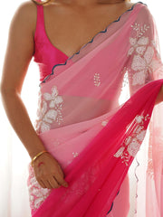 Pink Party Wear Georgette Embellished Saree - The Dori Store