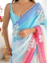 Light Party Wear Georgette Embellished Saree