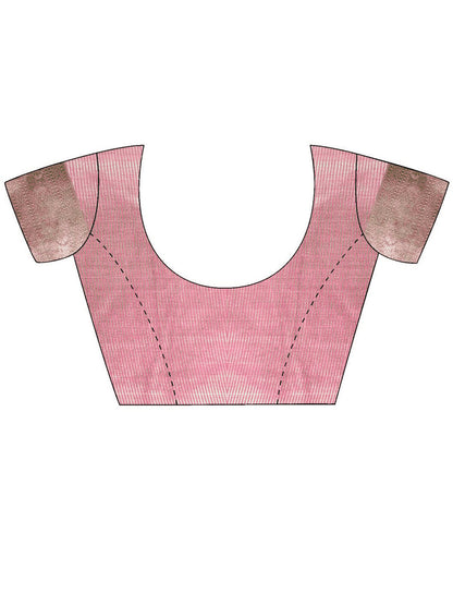 Pink Uppada Cotton Blend Woven Saree