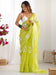 Green Lime Party Wear Organza Embellished Saree