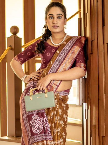 Camel Bagh Cotton Printed Saree