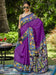 Purple Purple Block Print Cotton Blend Printed Saree