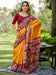 Yellow Yellow Block Print Cotton Blend Printed Saree