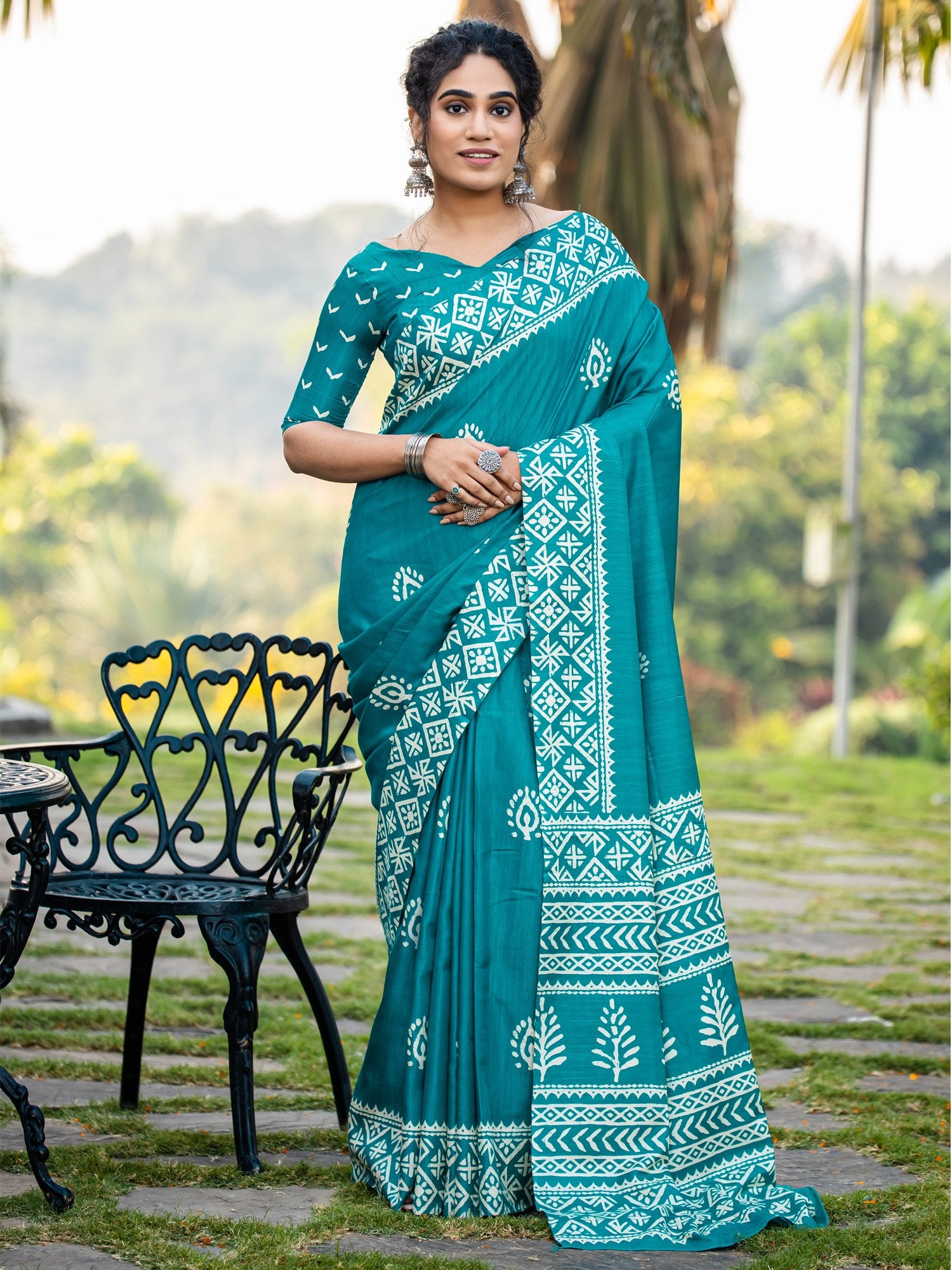 Blue Blue Bagh Cotton Blend Printed Saree