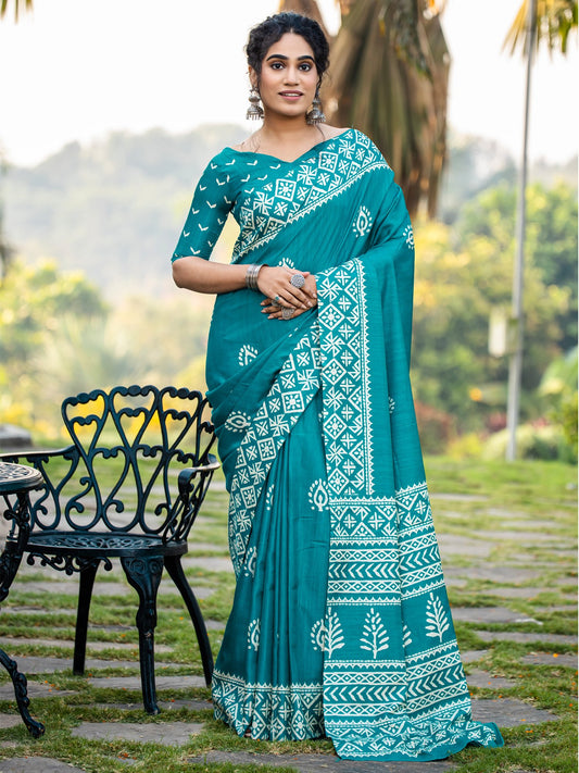 Blue Blue Bagh Cotton Blend Printed Saree