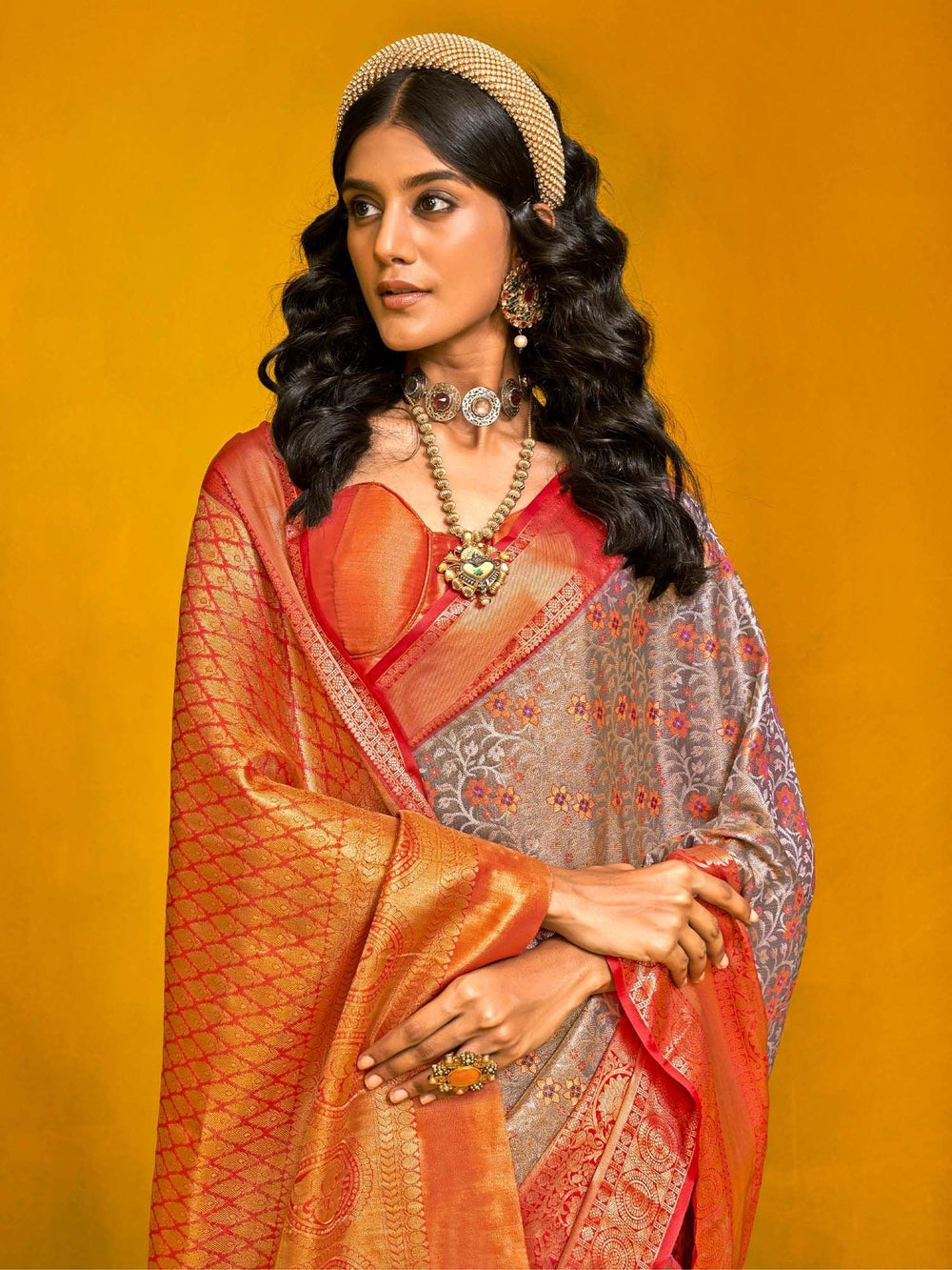 Metallic Kanjeevaram Kanjeevaram Silk Woven Saree - The Dori Store