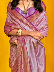 Lavendar Kanjeevaram Kanjeevaram Silk Woven Saree