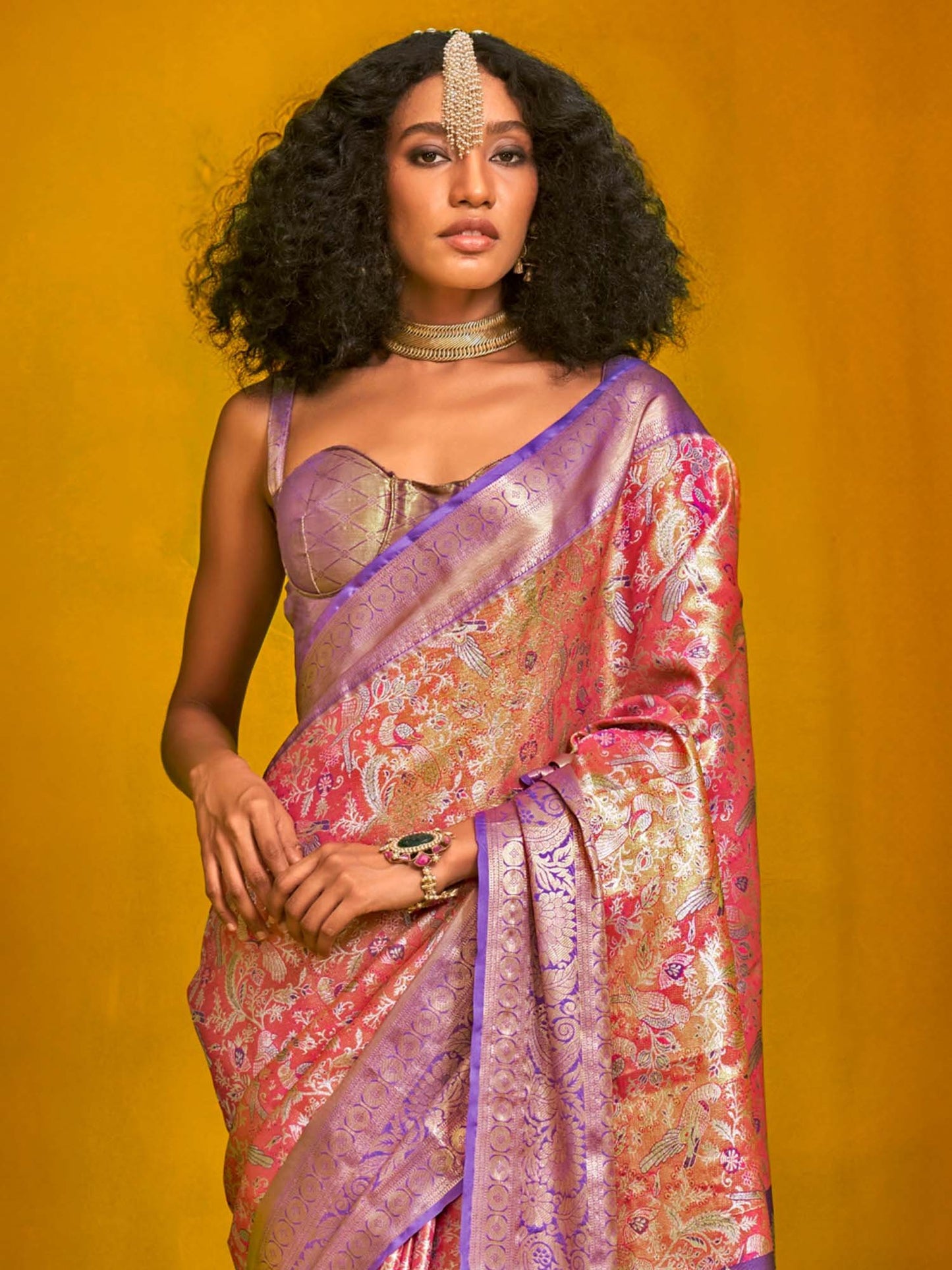 Pink Kanjeevaram Silk Woven Saree