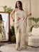 Cream Beige Block Print Georgette Printed Saree